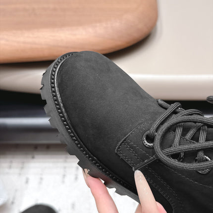 CELINE 26S LACE UP ANKLE BOOTS 40 MM IN BLACK SUEDE AND CALFSKIN