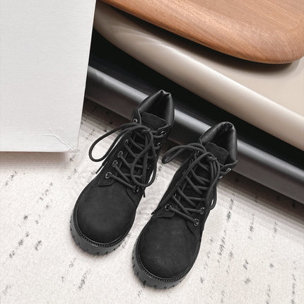CELINE 26S LACE UP ANKLE BOOTS 40 MM IN BLACK SUEDE AND CALFSKIN