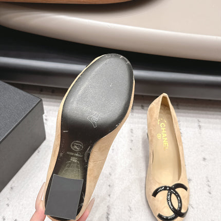 CHANEL 26S HIGH HEEL PUMPS 80 MM IN BEIGE SUEDE