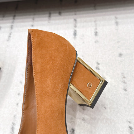 CHANEL 26S HIGH HEEL PUMPS 80 MM IN BROWN SUEDE