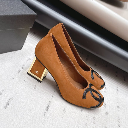 CHANEL 26S HIGH HEEL PUMPS 80 MM IN BROWN SUEDE