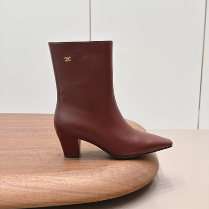 CELINE 26S ANKLE BOOTS 60 MM IN BURGUNDY SMOOTH CALFSKIN