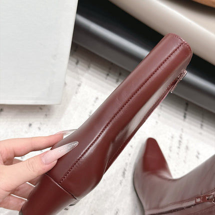 CELINE 26S ANKLE BOOTS 60 MM IN BURGUNDY SMOOTH CALFSKIN