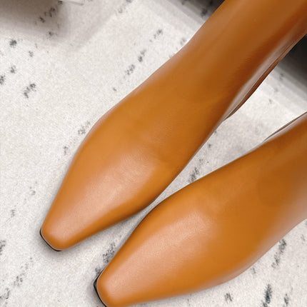 CELINE 26S ANKLE BOOTS 60 MM IN MUSTARD YELLOW SMOOTH CALFSKIN