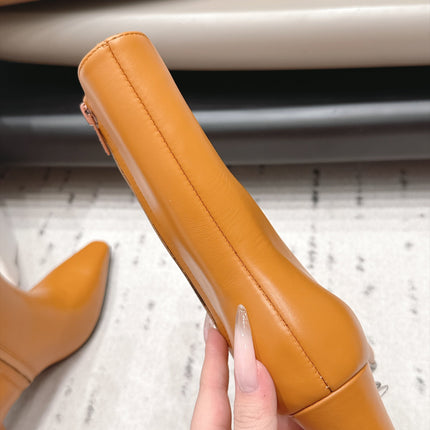 CELINE 26S ANKLE BOOTS 60 MM IN MUSTARD YELLOW SMOOTH CALFSKIN