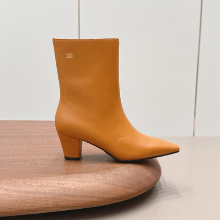 CELINE 26S ANKLE BOOTS 60 MM IN MUSTARD YELLOW SMOOTH CALFSKIN