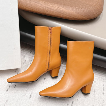 CELINE 26S ANKLE BOOTS 60 MM IN MUSTARD YELLOW SMOOTH CALFSKIN