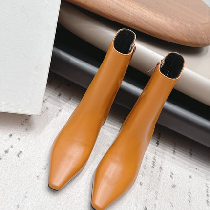 CELINE 26S ANKLE BOOTS 60 MM IN MUSTARD YELLOW SMOOTH CALFSKIN