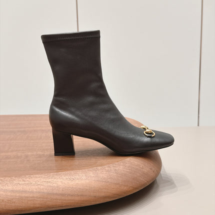 GUCCI 26S ANKLE BOOTS 55 MM IN BLACK LAMBSKIN