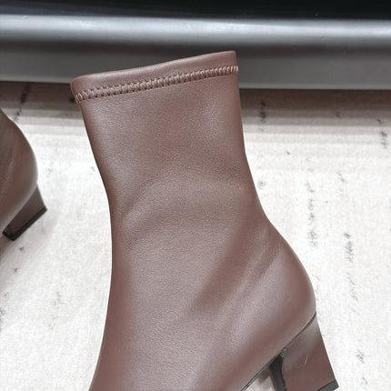 GUCCI 26S ANKLE BOOTS 55 MM IN DARK BROWN LAMBSKIN
