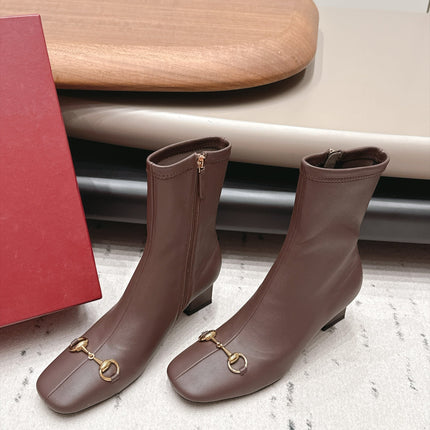 GUCCI 26S ANKLE BOOTS 55 MM IN DARK BROWN LAMBSKIN