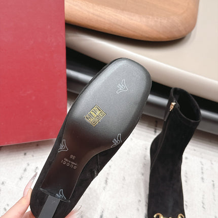 GUCCI 26S ANKLE BOOTS 55 MM IN BLACK SUEDE