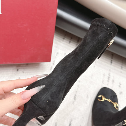GUCCI 26S ANKLE BOOTS 55 MM IN BLACK SUEDE