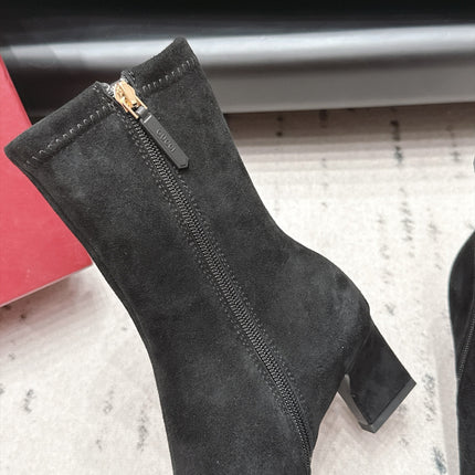 GUCCI 26S ANKLE BOOTS 55 MM IN BLACK SUEDE