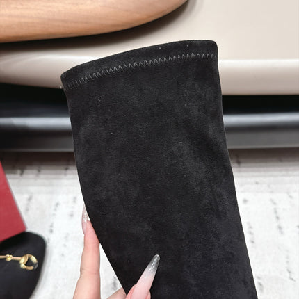 GUCCI 26S TALL BOOTS 55 MM IN BLACK SUEDE