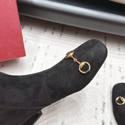 GUCCI 26S TALL BOOTS 55 MM IN BLACK SUEDE