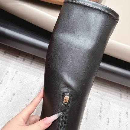 GUCCI 26S TALL BOOTS 55 MM IN BLACK LAMBSKIN