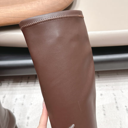 GUCCI 26S TALL BOOTS 55 MM IN DARK BROWN LAMBSKIN