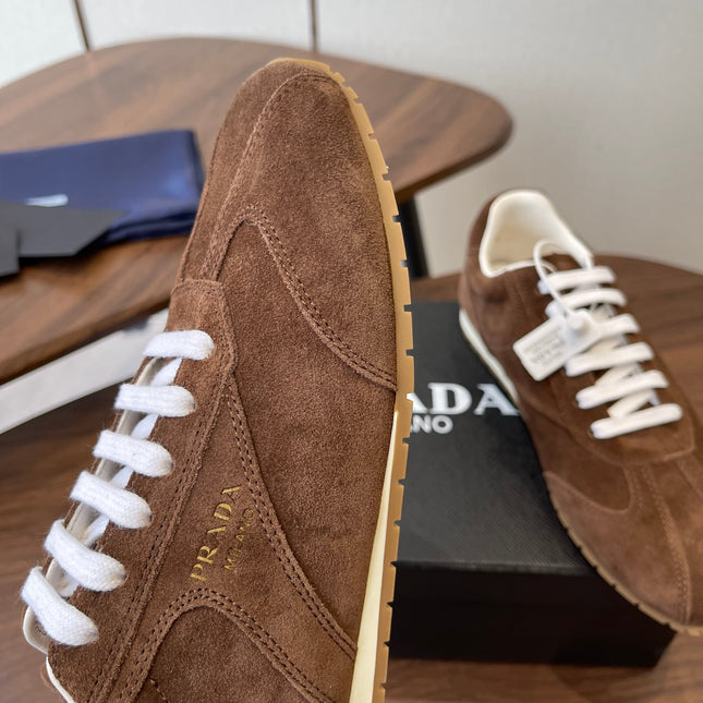 PRADA 25S SNEAKER IN BROWN SUEDE STYLE 12