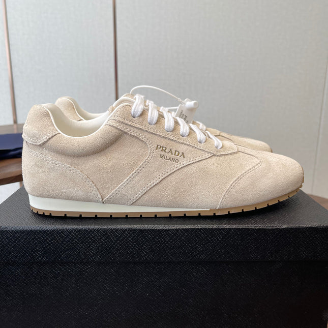 PRADA 25S SNEAKER IN LIGHT BEIGE SUEDE STYLE 11