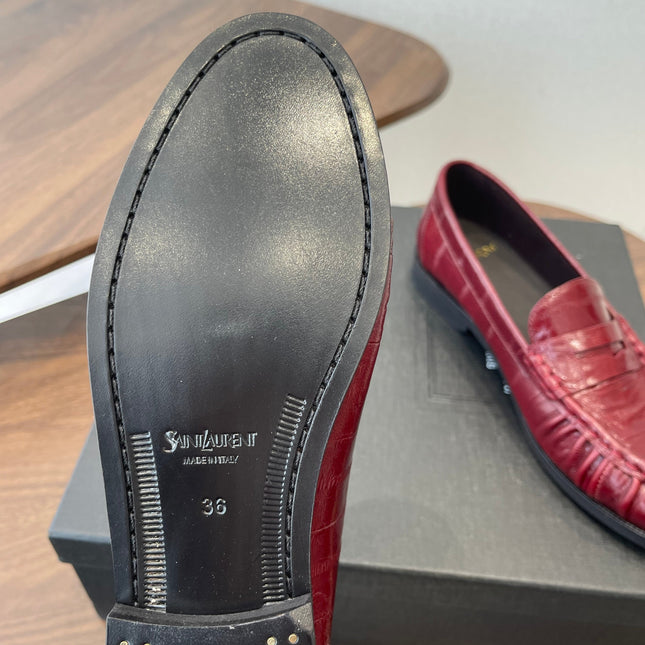 YSL 26S LOAFER IN DARK RED CALFSKIN