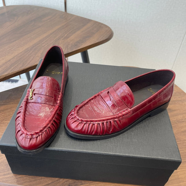 YSL 26S LOAFER IN DARK RED CALFSKIN