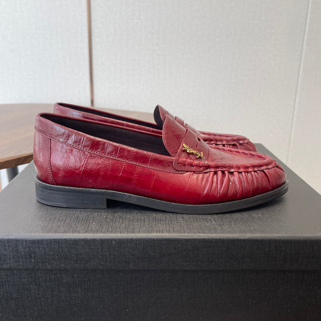 YSL 26S LOAFER IN DARK RED CALFSKIN