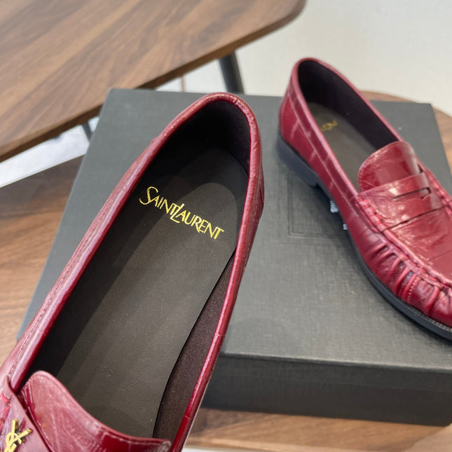 YSL 26S LOAFER IN DARK RED CALFSKIN
