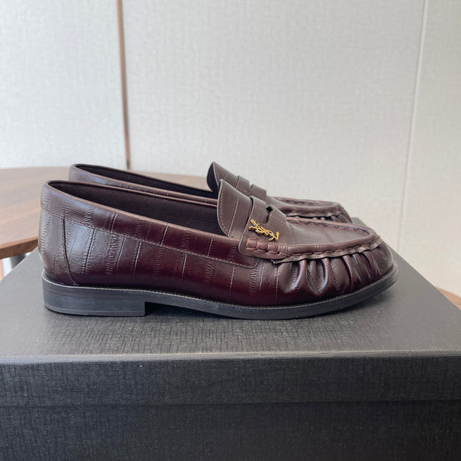 YSL 26S LOAFER IN DARK RED BROWN CALFSKIN