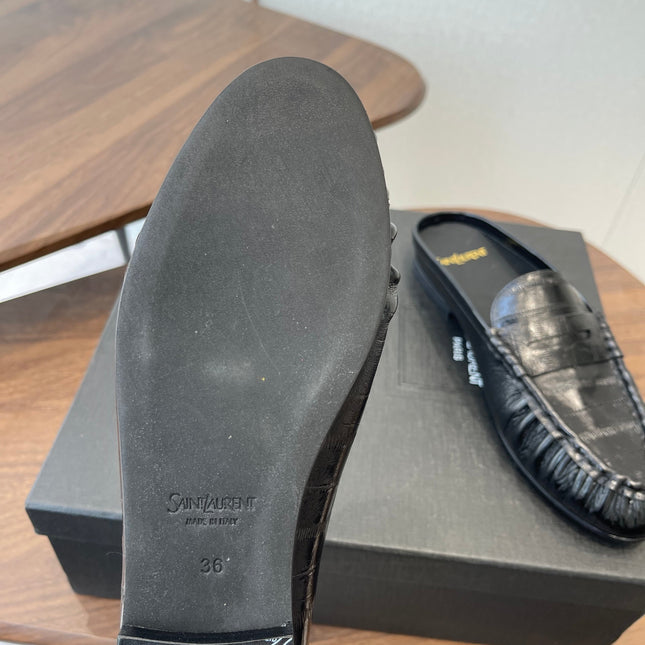 YSL 26S LOAFER MULES IN BLACK CALFSKIN