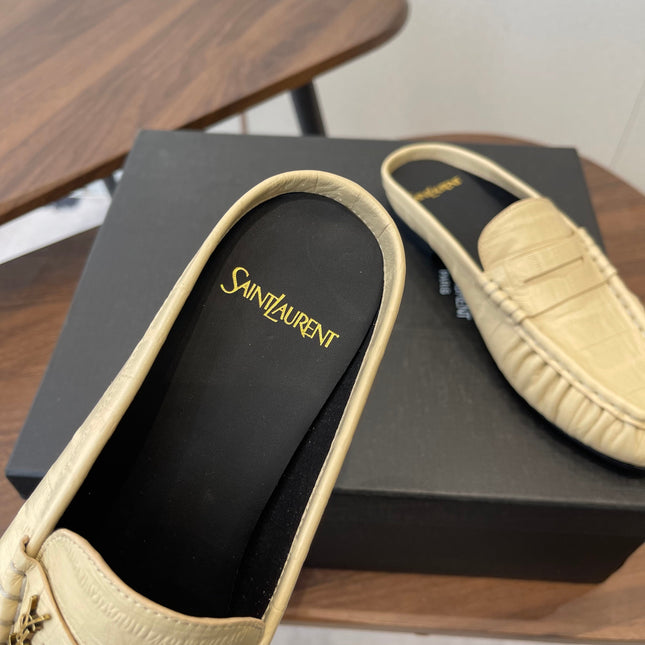 YSL 26S LOAFER MULES IN BEIGE CALFSKIN