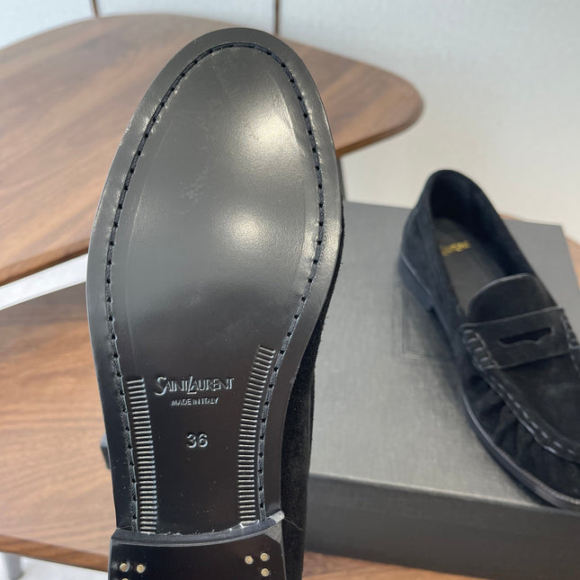YSL 26S LOAFER IN BLACK SUEDE
