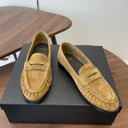 YSL 26S LOAFER IN LIGHT BROWN SUEDE