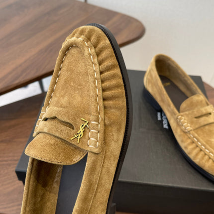 YSL 26S LOAFER IN LIGHT BROWN SUEDE