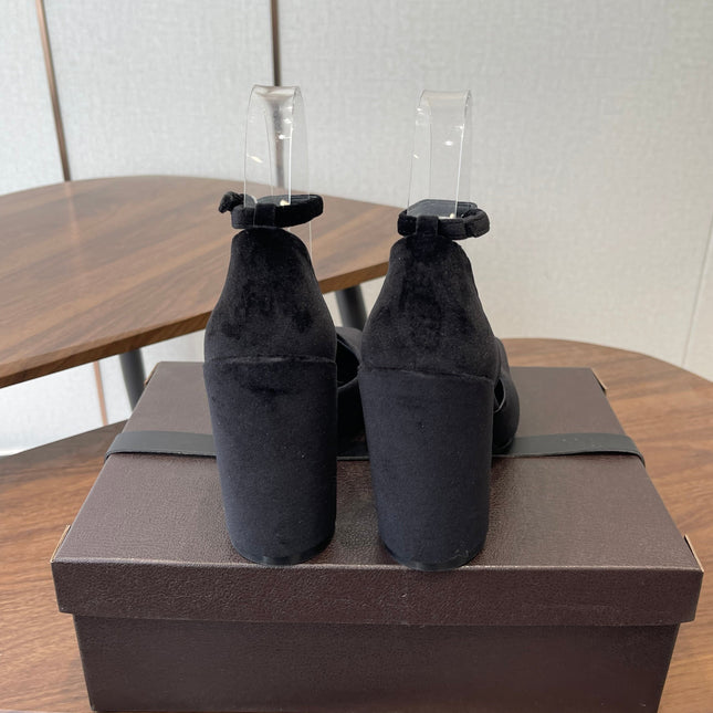 ALAIA 26S SQUARE-TOE HIGH HEELS 95 MM IN BLACK SUEDE