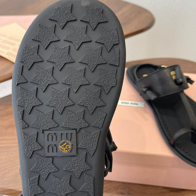 MIUMIU 26S FLIP FLOPS IN BLACK CALFSKIN