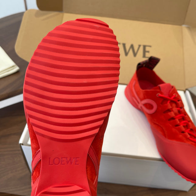 LOEWE 26S FLOW RUNNER SNEAKER 20MM IN DARK RED SUEDE
