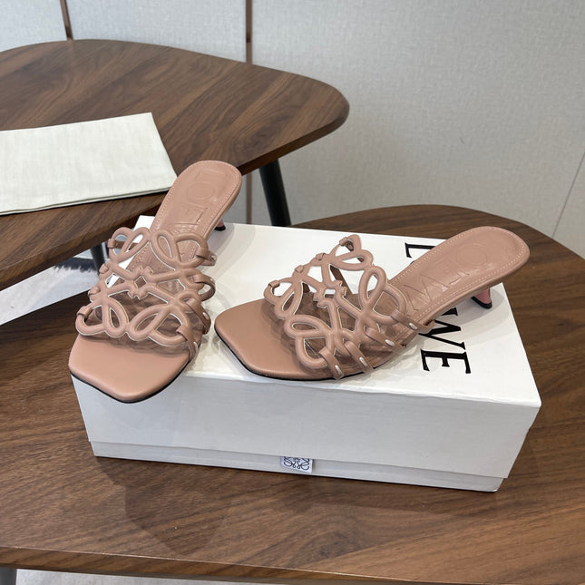 LOEWE 26S HIGH HEEL SANDALS IN TAUPE BROWN CALFSKIN