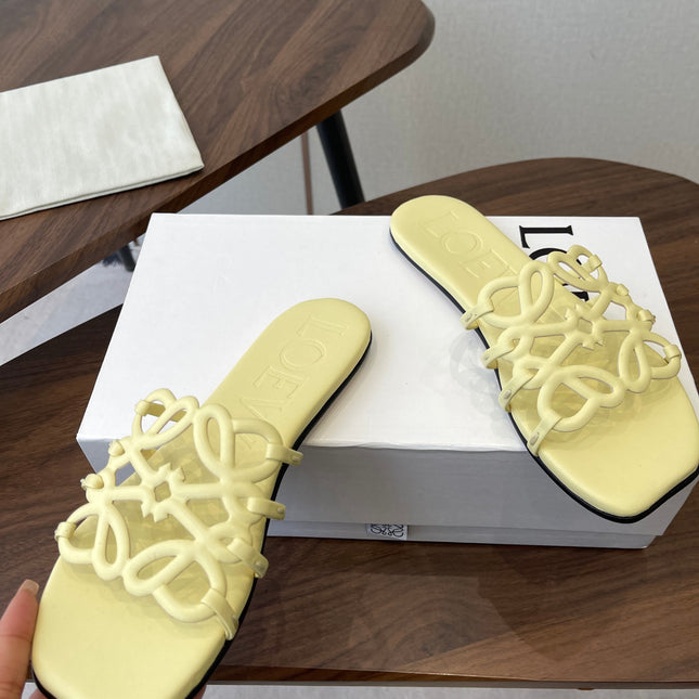 LOEWE 26S FLAT SANDALS IN BUTTER YELLOW CALFSKIN