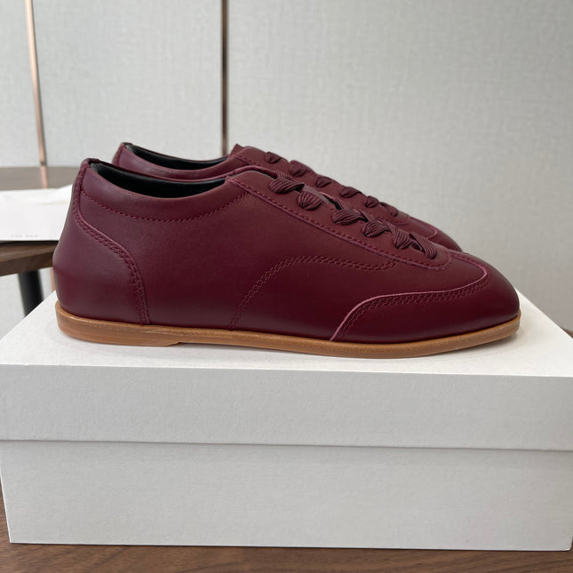 THE ROW 26S SNEAKERS IN BURGUNDY RED CALFSKIN