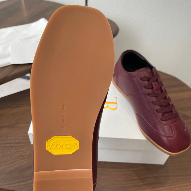 THE ROW 26S SNEAKERS IN BURGUNDY RED CALFSKIN