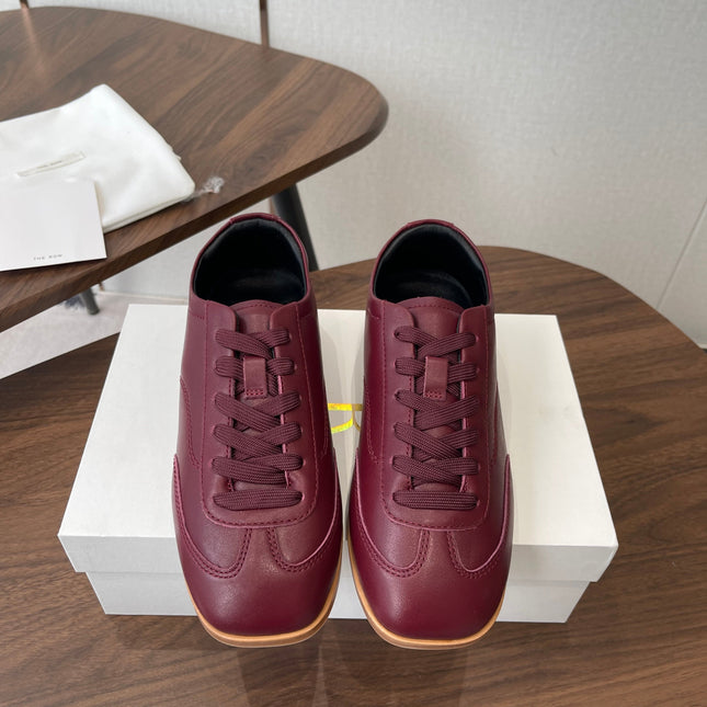 THE ROW 26S SNEAKERS IN BURGUNDY RED CALFSKIN
