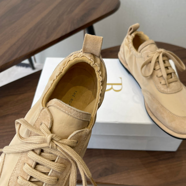 THE ROW 26S SNEAKERS IN BEIGE SUEDE AND FABRIC