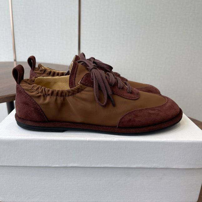 THE ROW 26S SNEAKERS IN BROWN SUEDE AND FABRIC