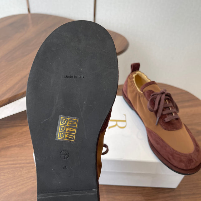 THE ROW 26S SNEAKERS IN BROWN SUEDE AND FABRIC
