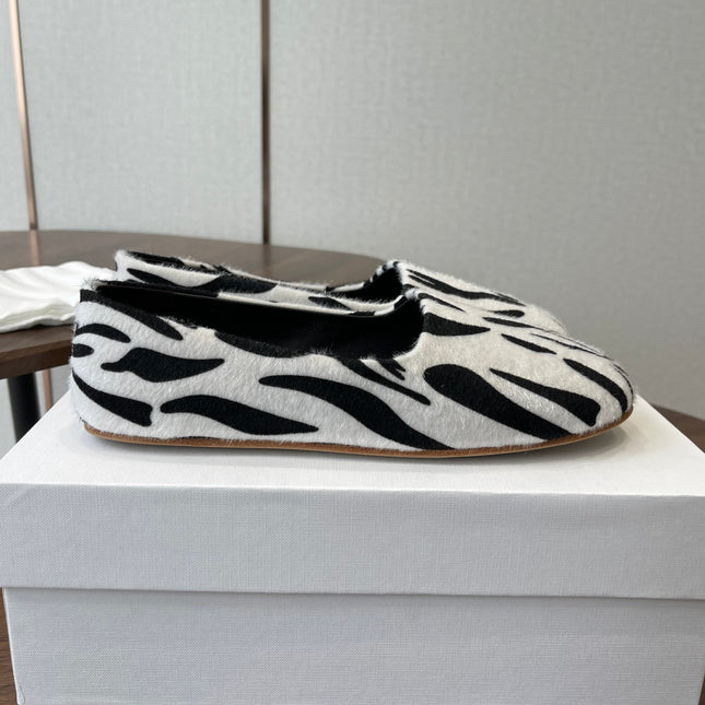 THE ROW 26S MARY JANES IN WHITE ZEBRA PRINT PONY HAIR
