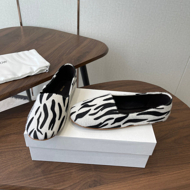 THE ROW 26S MARY JANES IN WHITE ZEBRA PRINT PONY HAIR
