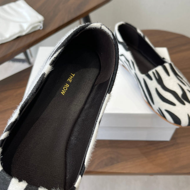 THE ROW 26S MARY JANES IN WHITE ZEBRA PRINT PONY HAIR