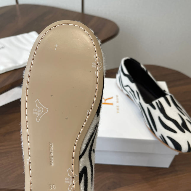 THE ROW 26S MARY JANES IN WHITE ZEBRA PRINT PONY HAIR