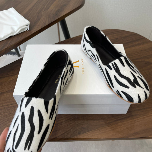 THE ROW 26S MARY JANES IN WHITE ZEBRA PRINT PONY HAIR